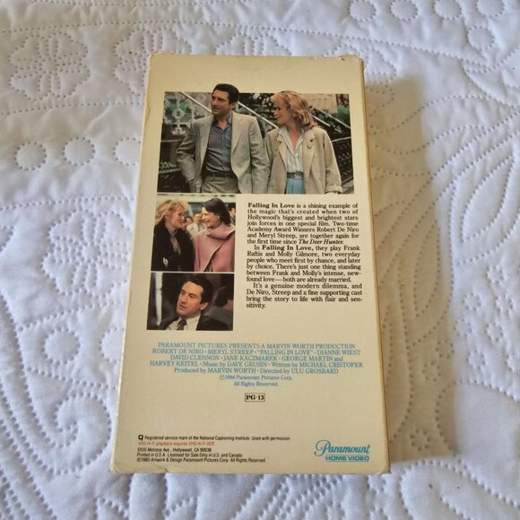 Falling In Love 1984 VHS Robert De Niro & Meryl Streep 106 Min PG-13, Vintage - Picture 2 of 10